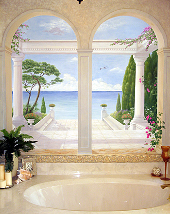 Bathroom Trompe L'oeil Mural